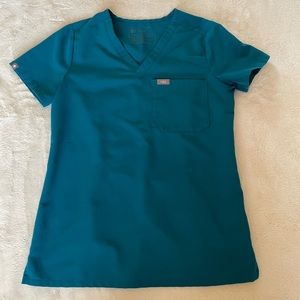 XXS Figs Catarina Pacific blue scrub top